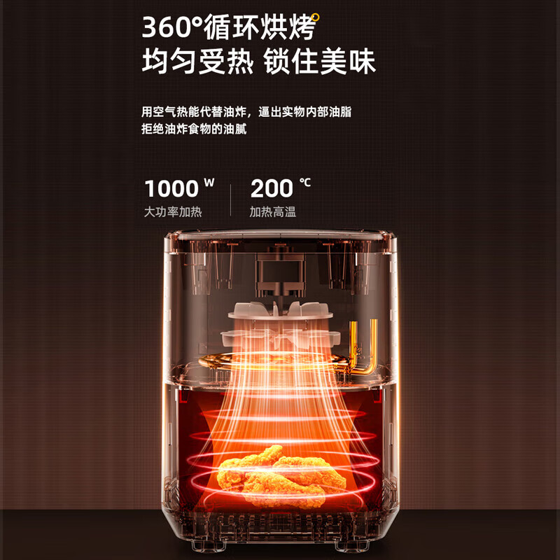 长虹（CHANGHONG）空气炸锅家用多功能智能大容量机械智能 油煎炸旋钮触控款炸锅 CZF-801白色升级款