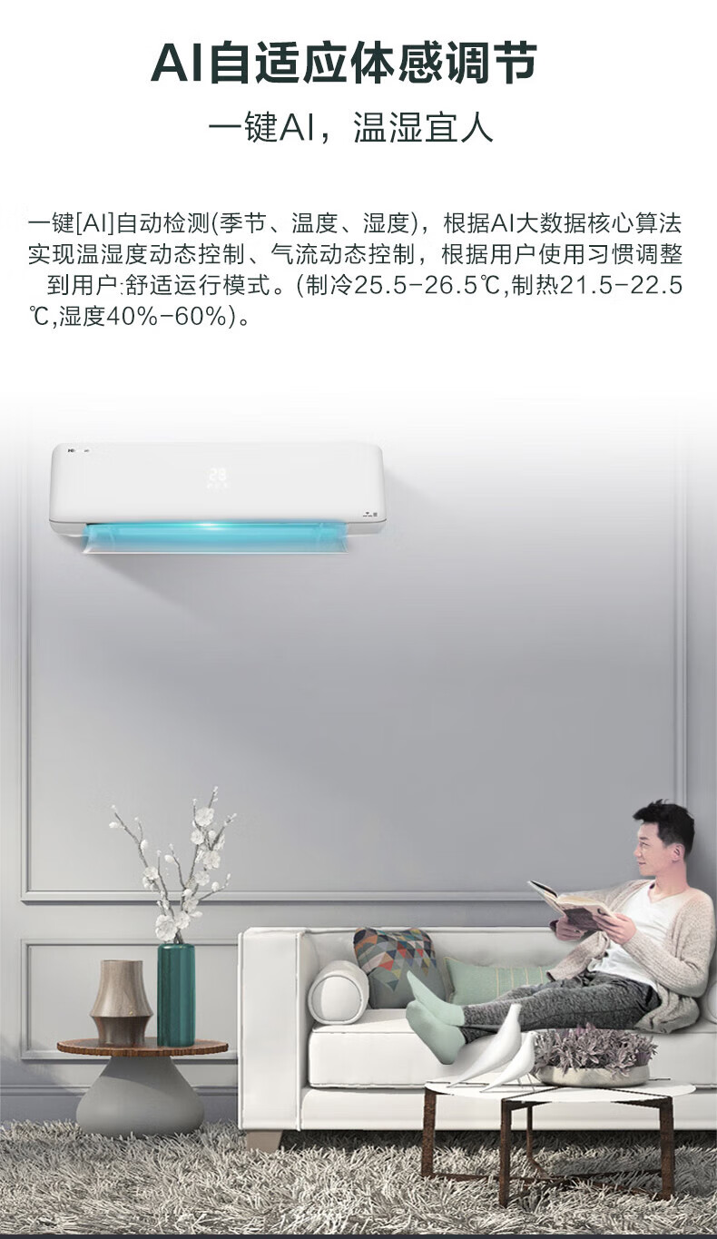 海信（Hisense）变频空调壁挂式空调1匹挂机新一级能效KFR-26GW/G117X-X1 标准安装