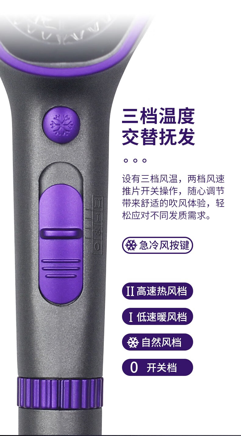 永日（Yours）电吹风双负离子家用大功率1600W大风力 精油恒温护发吹风筒 护理吹风机 YR-8612