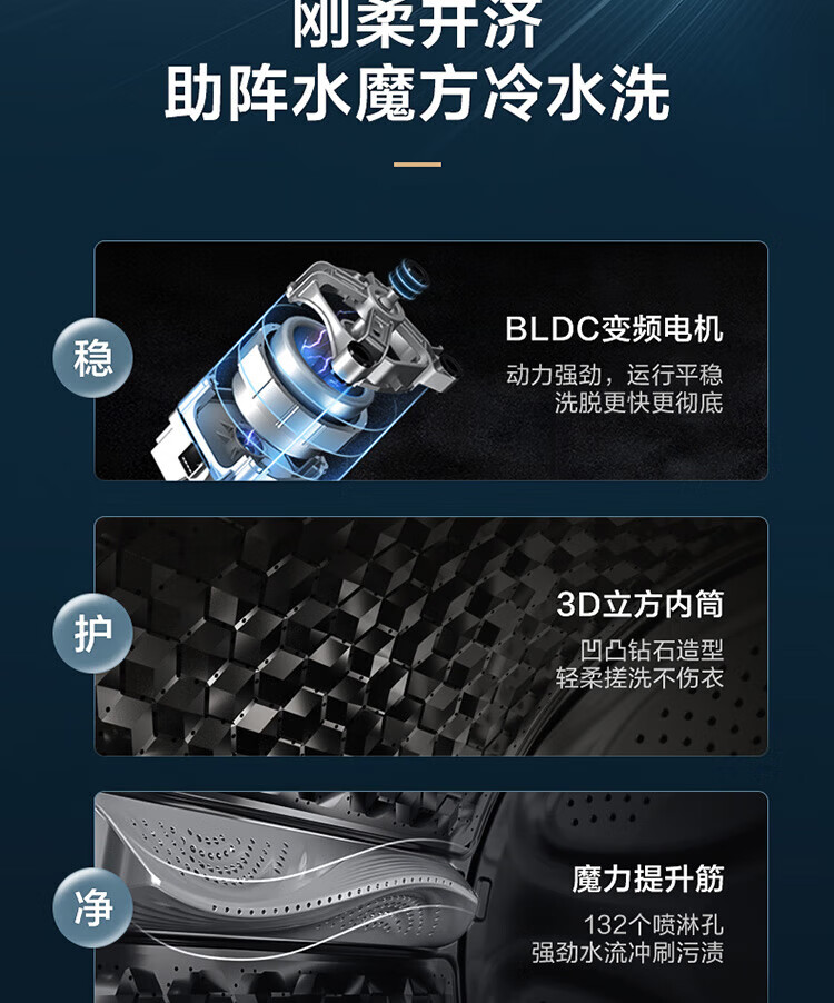 小天鹅LittleSwan 滚筒洗衣机全自动 水魔方系列 洗烘一体 护色护形 智能投放 纤薄 10公斤 TD100VJ87MIT