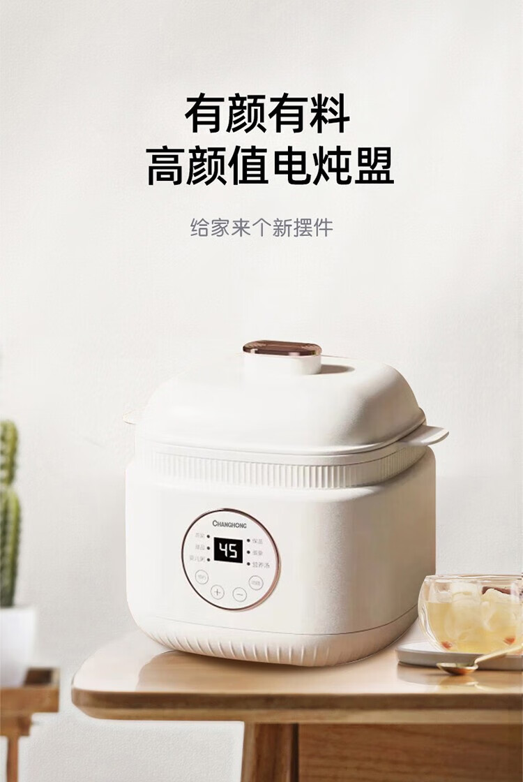 长虹（CHANGHONG）电炖锅电炖盅婴儿辅食锅隔水炖锅炖汤锅煲汤锅慢炖防干烧断电1L迷你炖锅 CDG-LP40