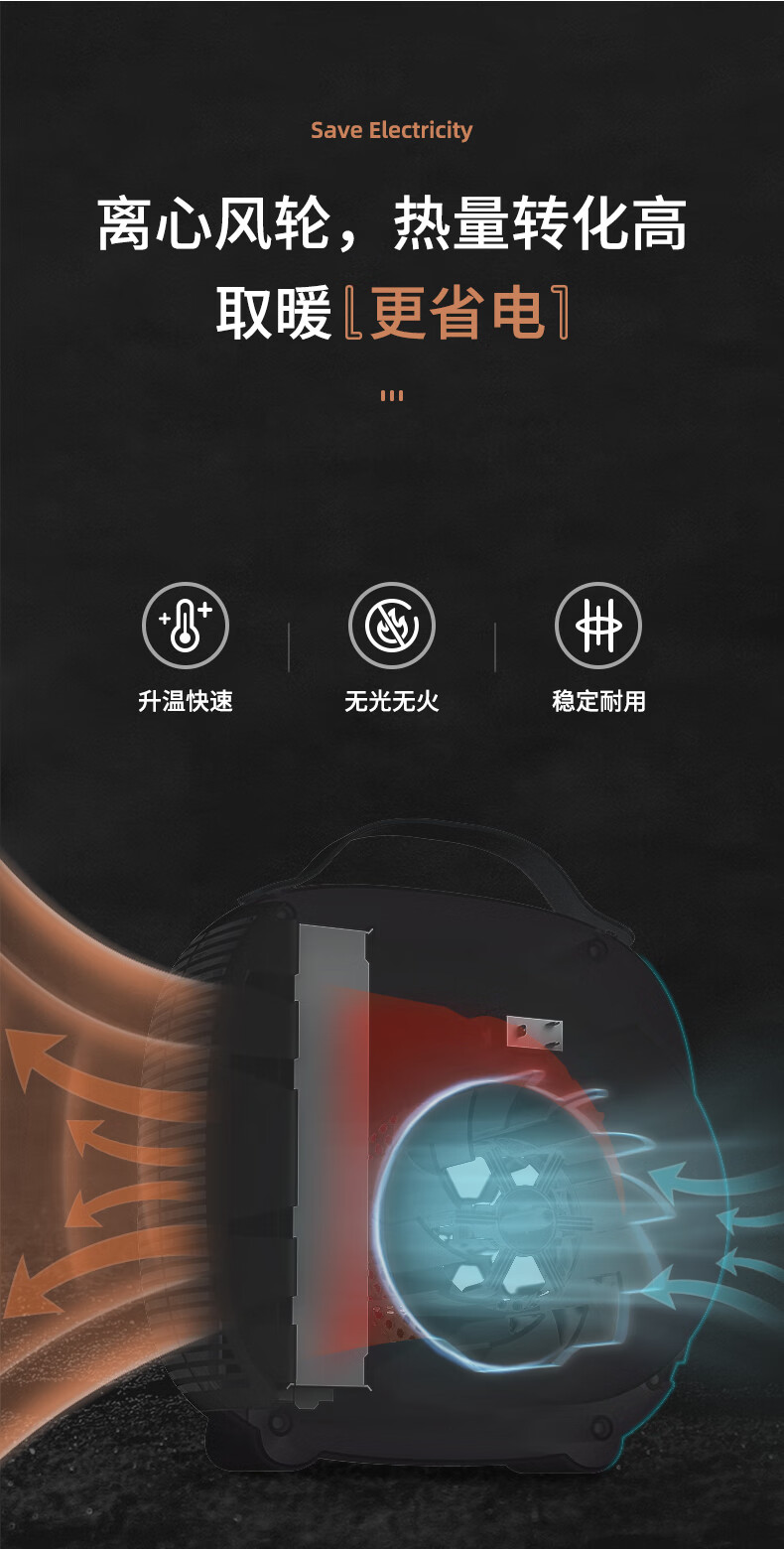 先锋SINGFUN 暖风机取暖器 家用电暖器 贴心提手 拎起就走 HN2033RT-22