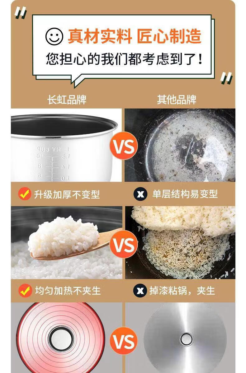 长虹（CHANGHONG）电饭煲 家用4L蒸饭器智能预约热饭煮粥锅电饭锅 CFB-40M4W香槟金