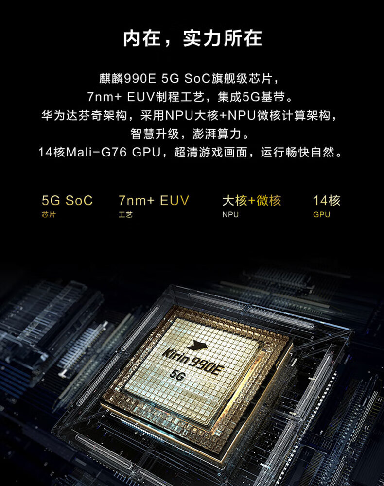 华为（HUAWEI）手机Mate 40E 麒麟990E 5G SoC芯片  68°曲面屏 8GB+128GB釉白色5G全网通