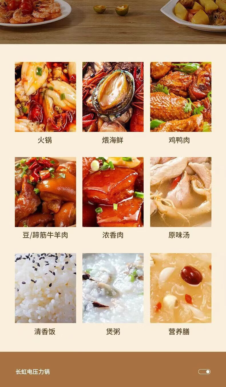 长虹（CHANGHONG）电压力锅5L家用大容量不粘内胆预约保温煲汤煮粥智能多功能面板 高压锅 CYL-25BX1白色