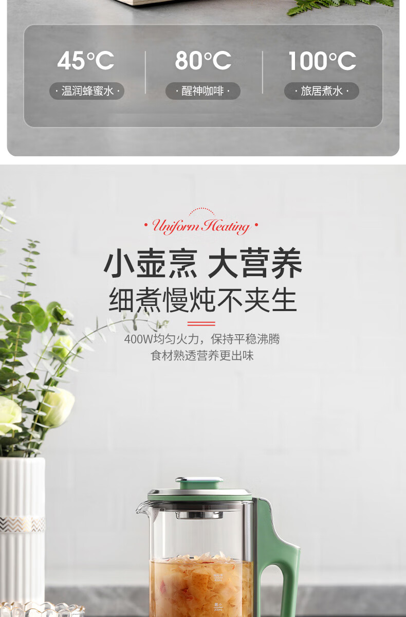 morphy richards 摩飞电器养生壶 分体便携式迷你煮茶器烧水壶 办公室家用多功能煮茶壶热水壶 MR6085 太空灰