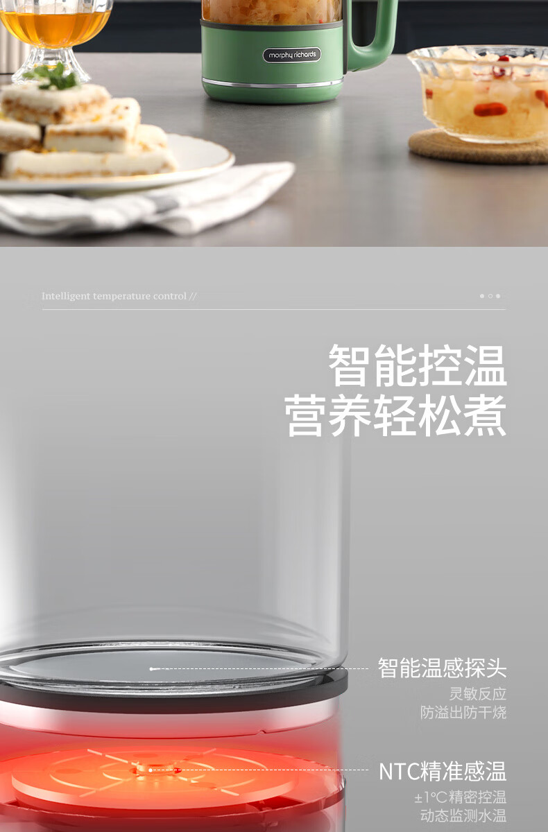 morphy richards 摩飞电器养生壶 分体便携式迷你煮茶器烧水壶 办公室家用多功能煮茶壶热水壶 MR6085 太空灰