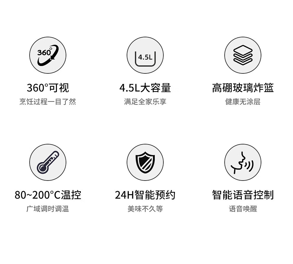 谷格GUGE 空气炸锅家用智能大容量透明全自动无油多功能不粘锅（礼品款） GC669