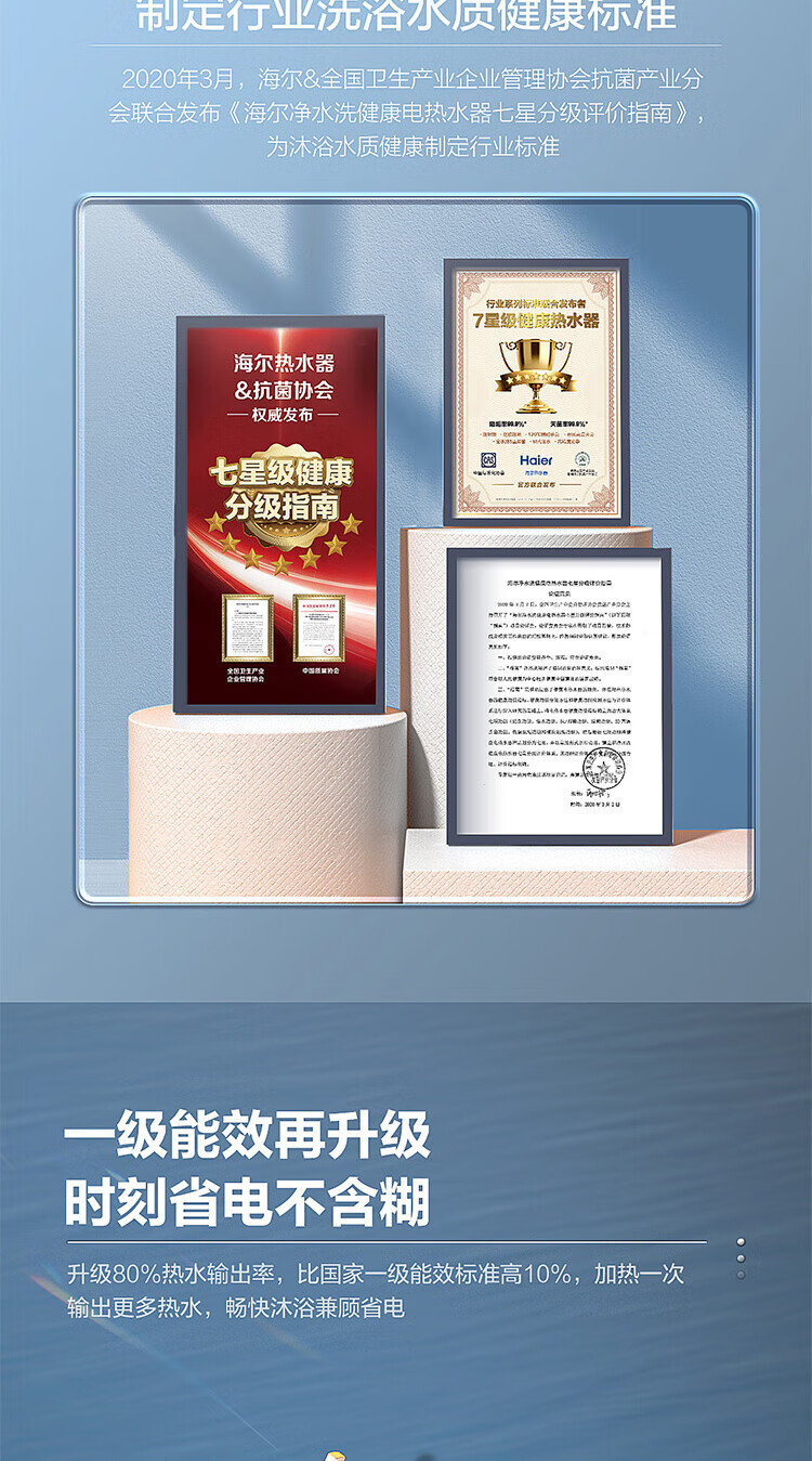 海尔（Haier）60升热水器电热水器家用储水式3D速热内胆免清洗WiFi智能操控水质监测预约洗浴EC6005-PJ5U1