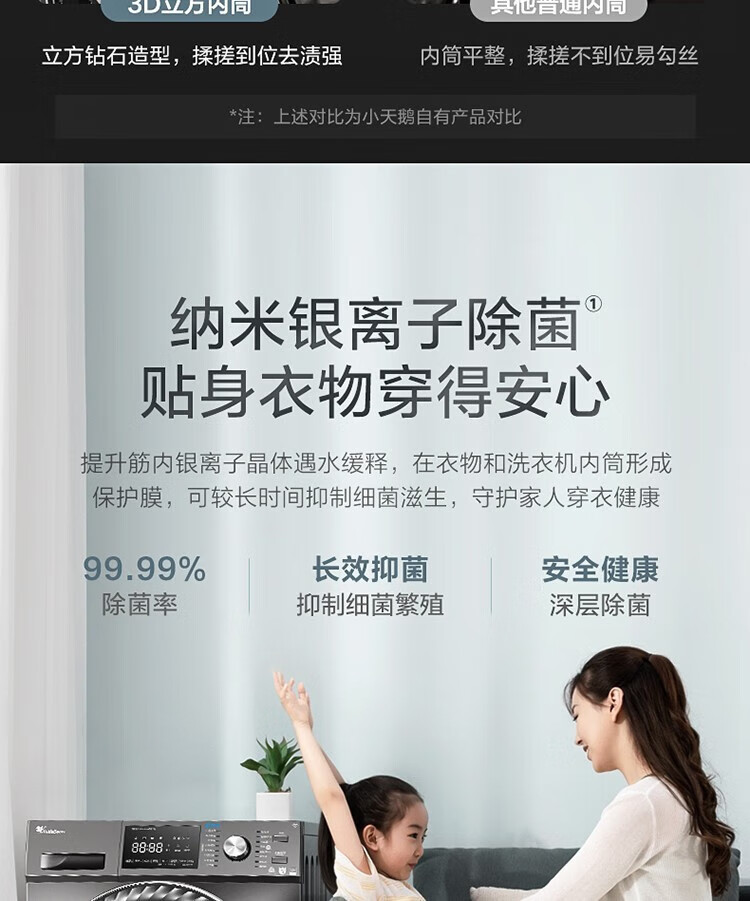 小天鹅LittleSwan 滚筒洗衣机全自动 10公斤水魔方带烘干洗烘一体 变频【带烘干】TD100V866WMADG-T1C