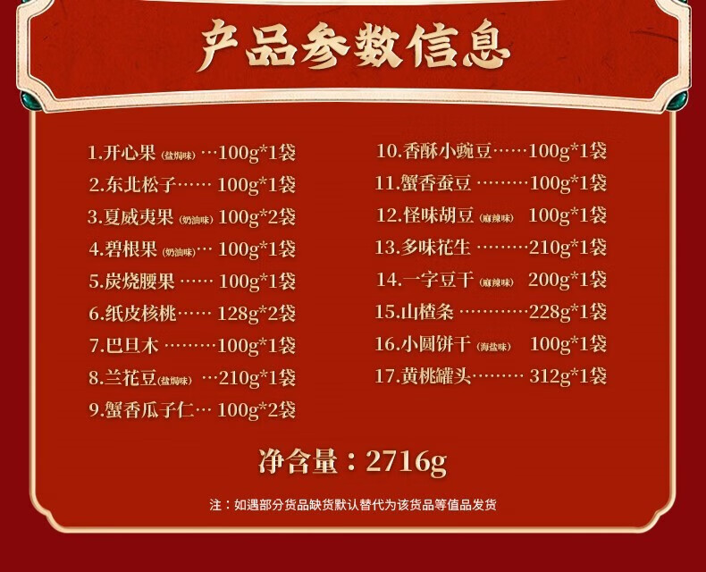 百草味 年货春节过节送礼 家和万事坚果礼盒2148g