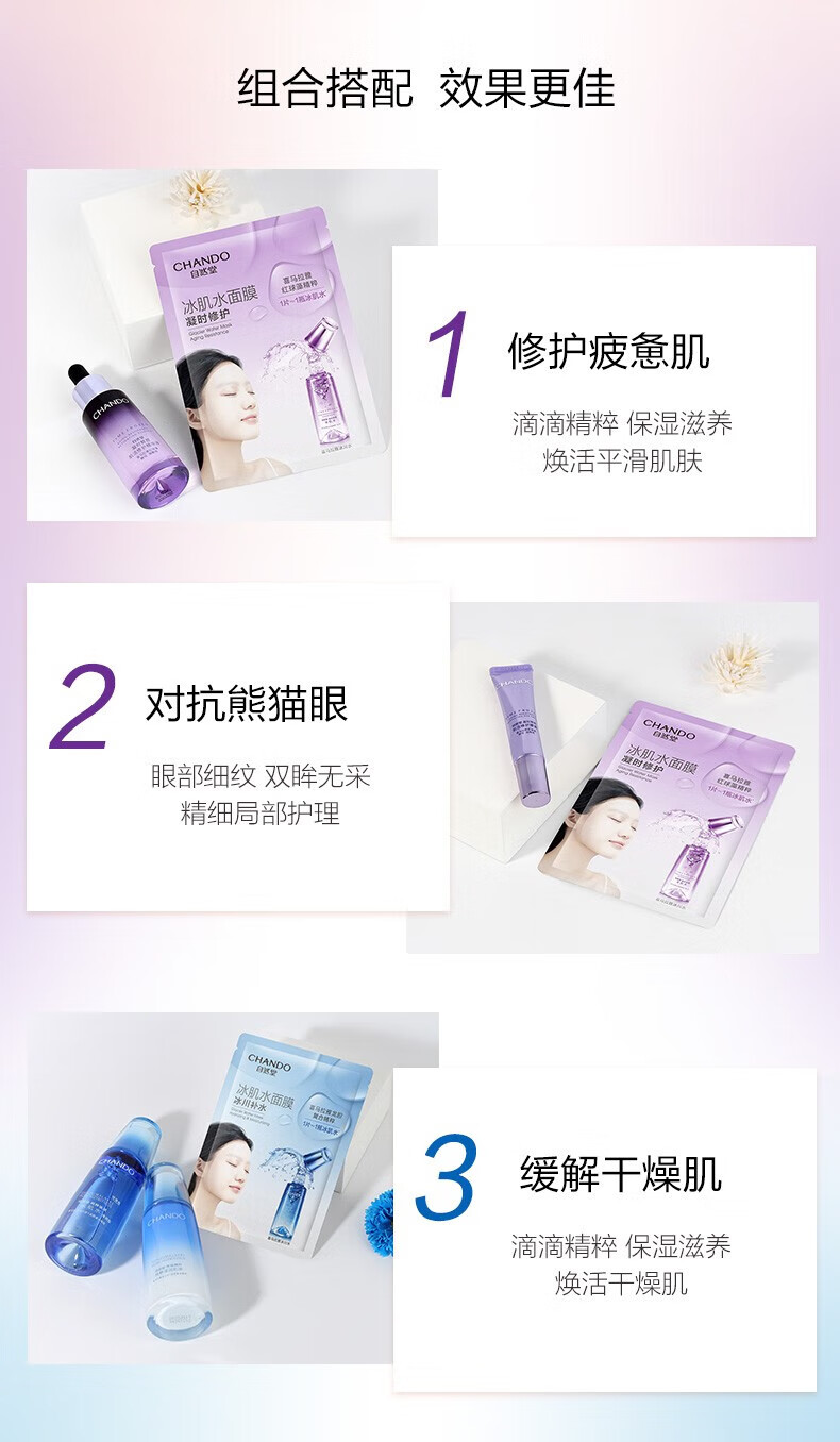 自然堂（CHANDO）雪域冰肌水冰川补水面膜26ml*5片 ZHT-1BMXY