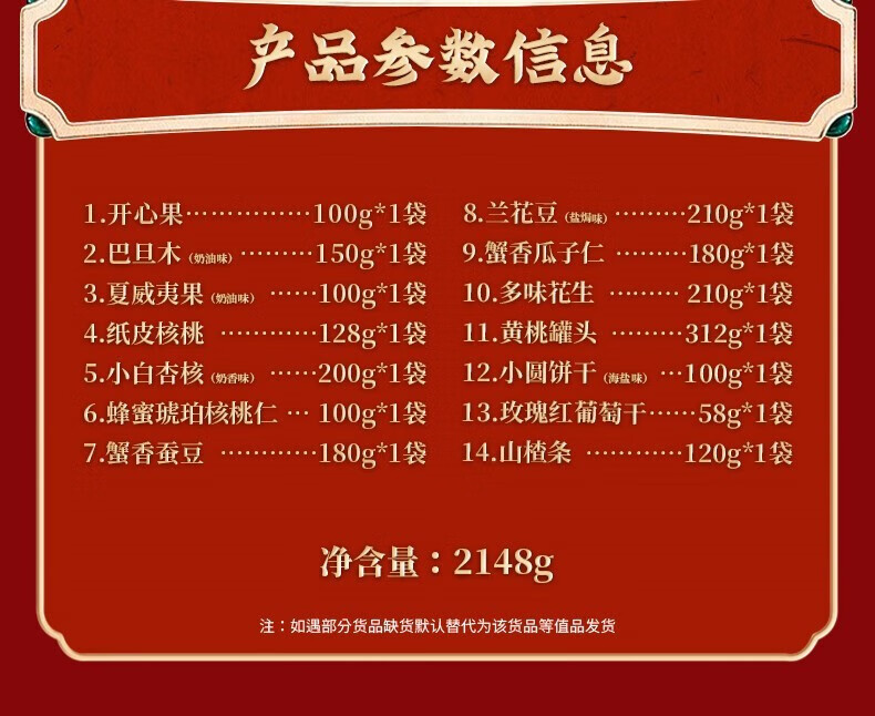 百草味 年货春节过节送礼 金玉满堂坚果礼盒1910g