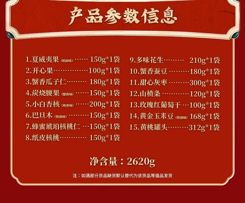 百草味 年货春节过节送礼 金玉满堂坚果礼盒1910g