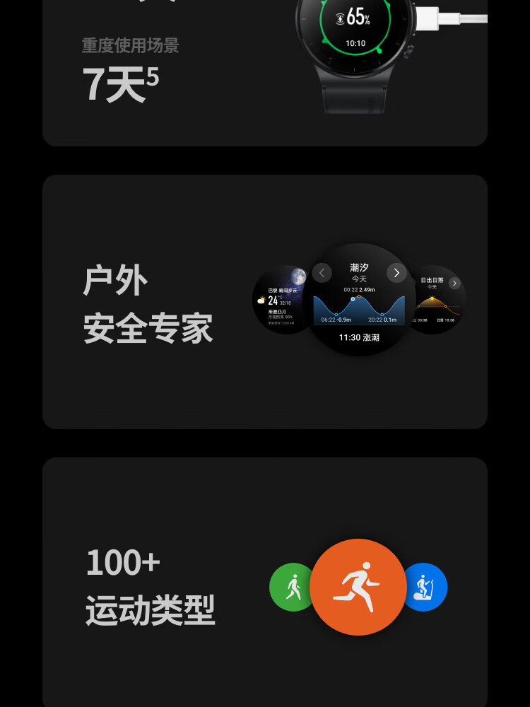 华为（HUAWEI） 智能手表 WATCH GT 2 Pro ECG版 手表 /蓝牙通话/蓝宝石镜面/专业户外运动 46mm 黑BAL-AL60