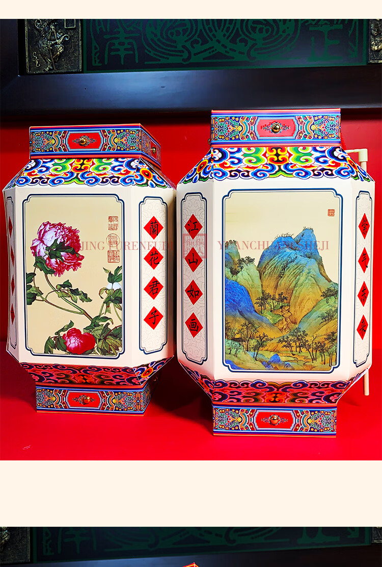 福人福地（FURENFUDI）儿童手工DIY纸灯笼镂空发光亲子手工八角宫灯 千里江山
