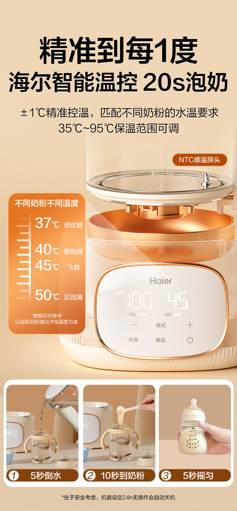 海尔（Haier）恒温电水壶烧水壶 1.2L多功能电热水壶母婴暖奶器家用HBM-H302