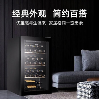 海尔（Haier）家用红酒柜恒温立式冷藏保鲜冷柜冷藏 葡萄酒 93升 JC-93GHUD1 (30瓶装)