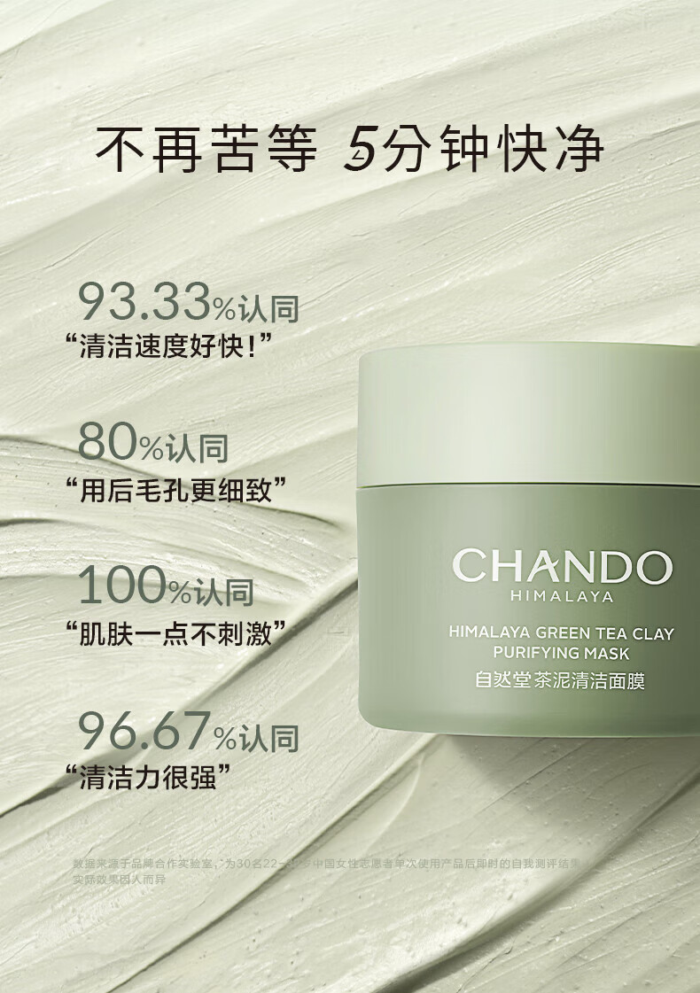 自然堂（CHANDO）喜马拉雅茶泥净颜清洁面膜100g ZHT-1XMLYCM