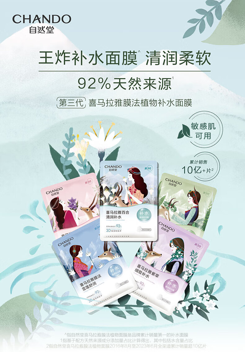 自然堂（CHANDO）雪域百合补水面膜26ml*5片 ZHT-1ZWMBH
