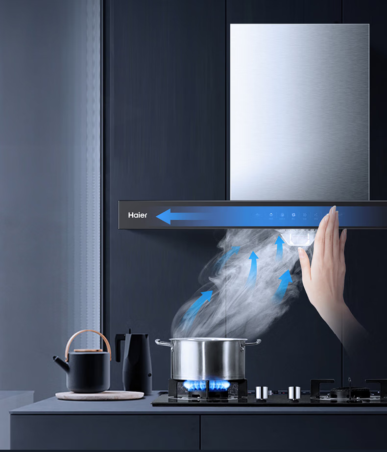 海尔（Haier）顶吸抽油烟机灶具套装家用 21立方大吸力欧式油烟机脱排天然气灶具智控自清洁吸排CXW-219-ET910