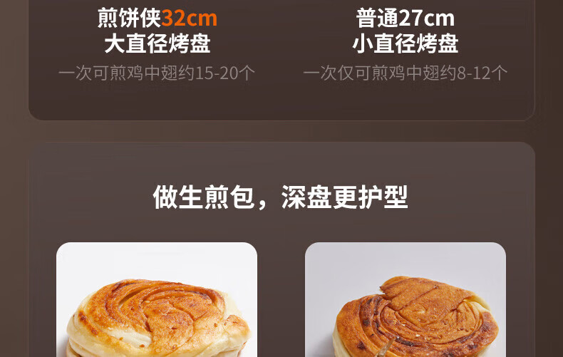 九阳（Joyoung）电饼铛煎烤机多功能家用双面加热悬浮烤盘 下烤盘一键拆洗 大直径防刮烙饼机 JK32-GK360